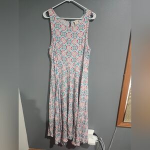 Sundance Cali Medallion Sleeveless‎ Floral Handkerchief Hemline Midi Dress Sz 16